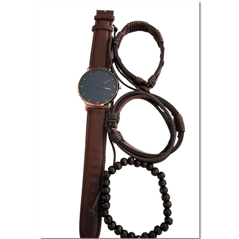 Unisex Adjustable Hemp Cord Braided Rope Wristbands Bracelets Watch Set - Picture 2 of 12